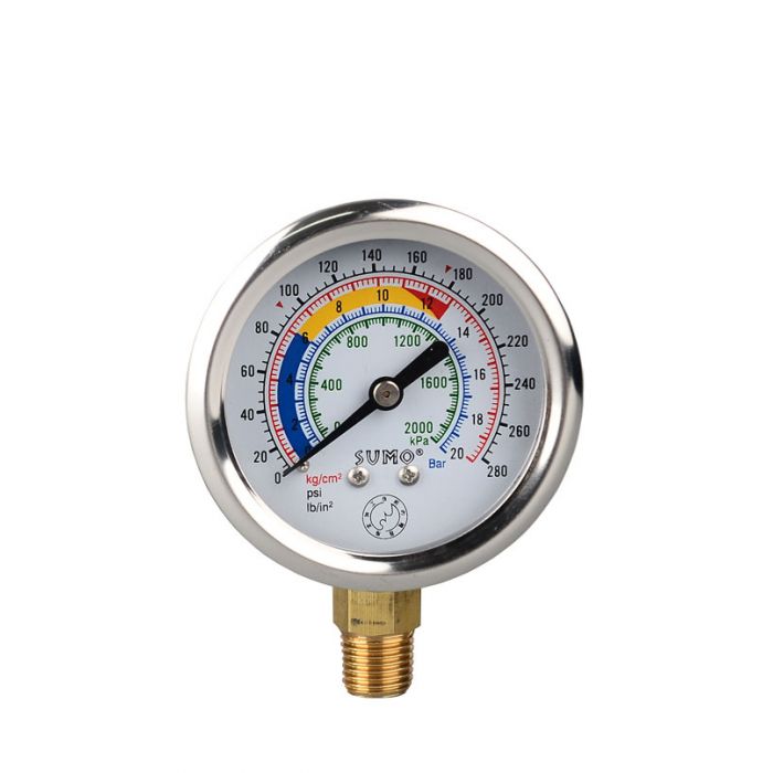 เกจวัดแรงดัน (Pressure Gauge) SUMO หน้าปัด 2.5 (63mm.) เกลียวออกล่าง BSPT 1/4